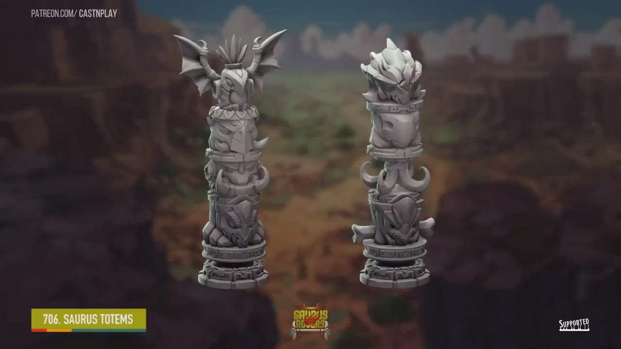 Saurus Totems | RPG Miniature for Dungeons and Dragons|Pathfinder|Tabletop Wargaming | Scatter Terrain | Cast N Play