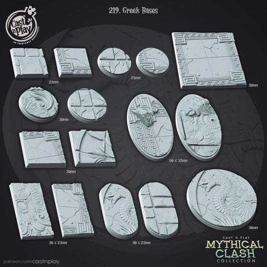 Greek bases | Custom Miniature Bases for Dungeons and Dragons|Pathfinder|Tabletop Wargaming | Cast N Play