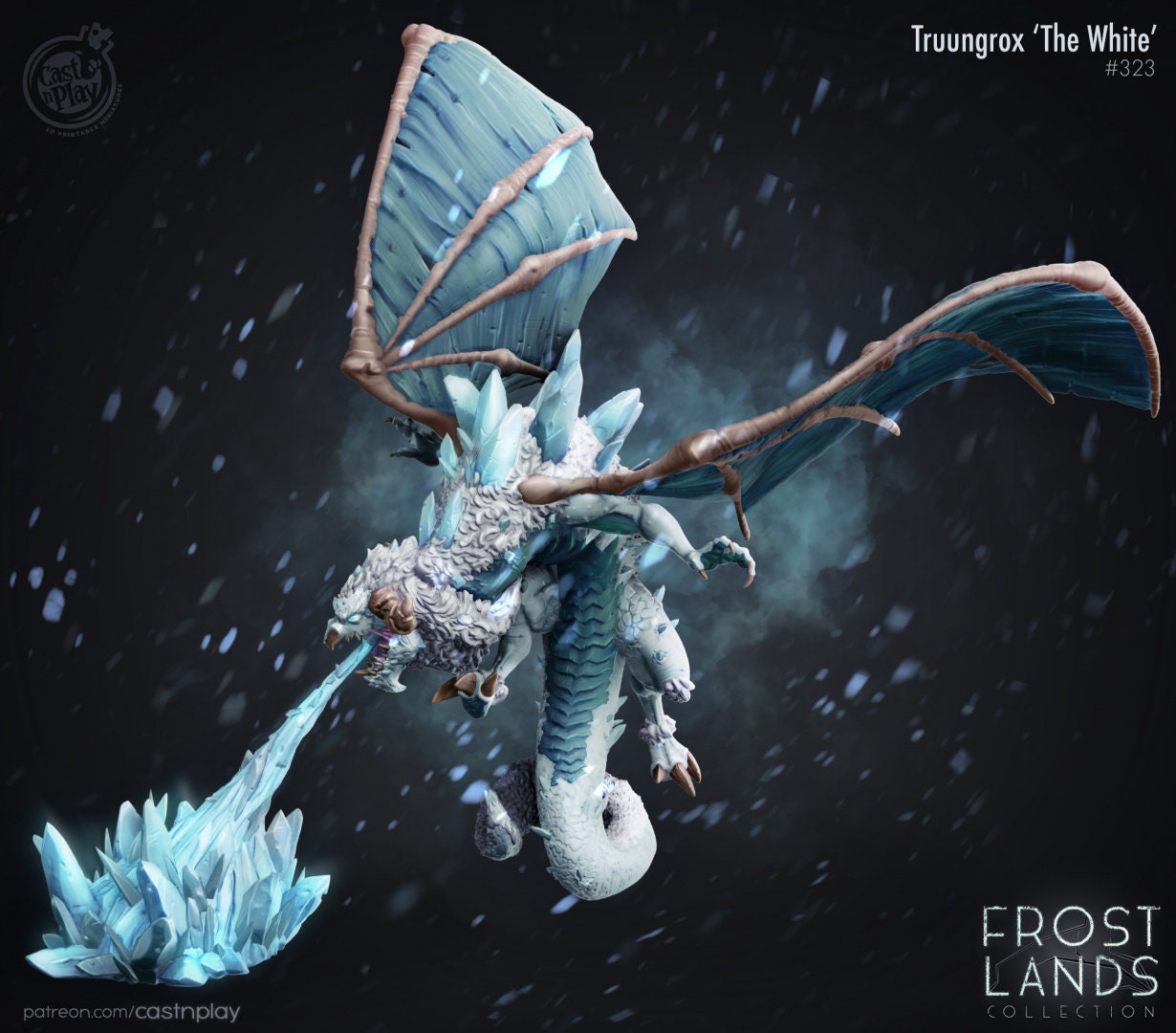 Truungrox 'The White' | RPG Miniature for Dungeons and Dragons|Pathfinder|Tabletop Wargaming | Dragon Miniature | Cast N Play