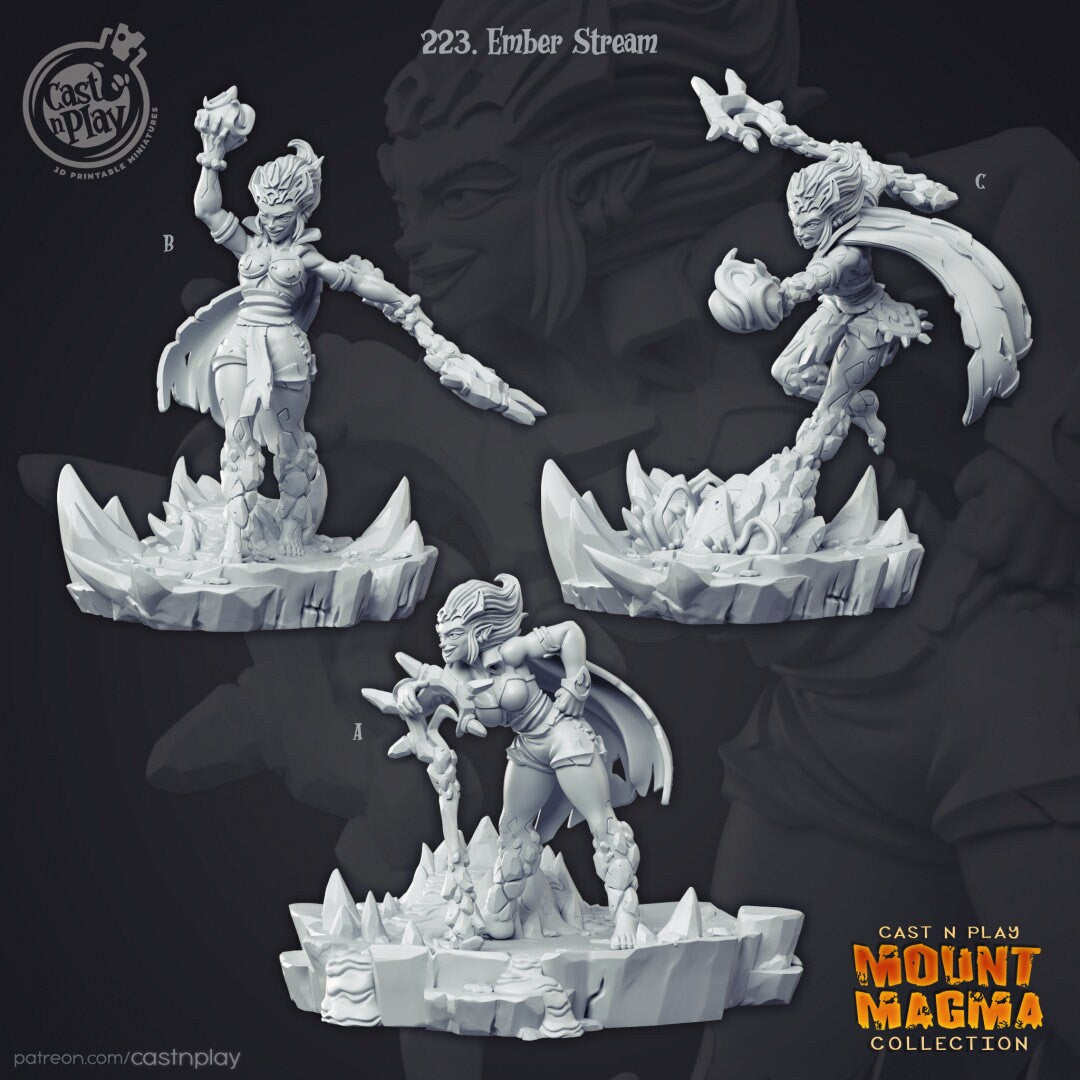 Ember Stream | RPG Miniature for Dungeons and Dragons|Pathfinder|Tabletop Wargaming | Humanoid Miniature | Cast N Play