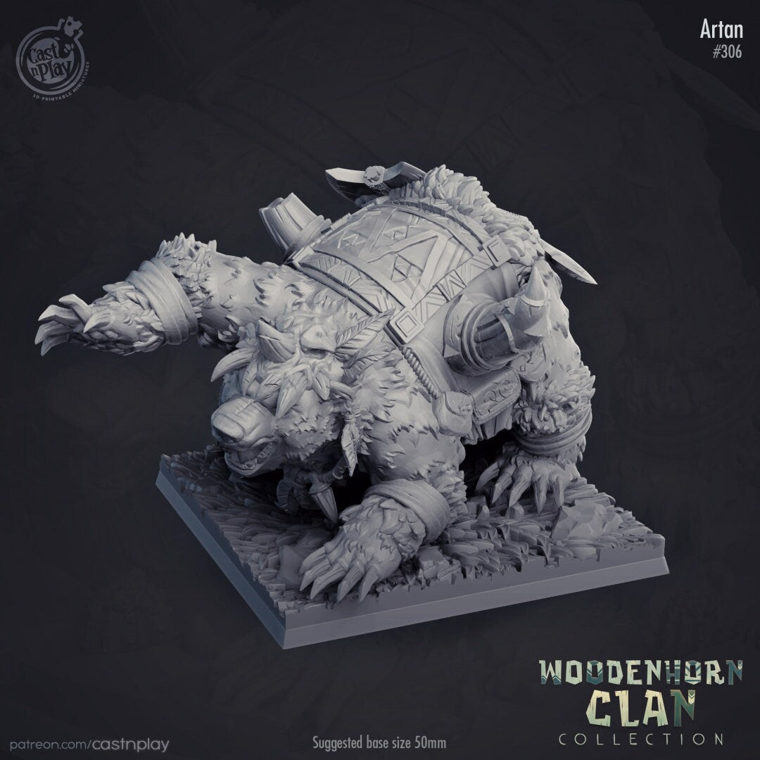 Artan (War Bear) | RPG Miniature for Dungeons and Dragons|Pathfinder|Tabletop Wargaming | Beast Miniature | Cast N Play
