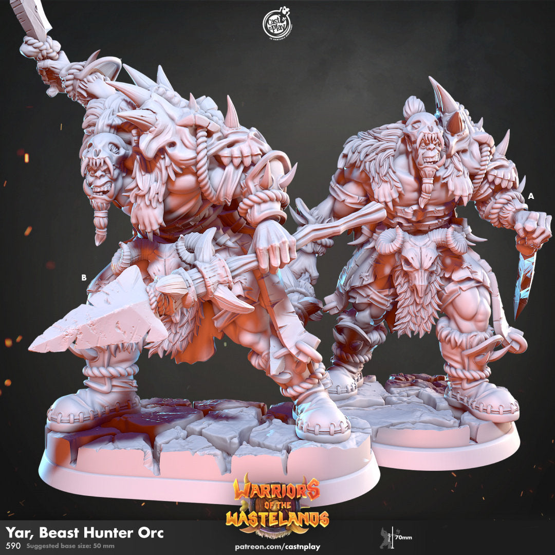 Yar, Beast Hunter Orc | RPG Miniature for Dungeons and Dragons|Pathfinder|Tabletop Wargaming | Humanoid Miniature | Cast N Play