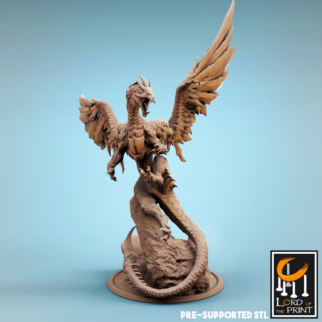 Adult Steel Dragon | RPG Miniature for Dungeons and Dragons|Pathfinder|Tabletop Wargaming | Dragon Miniature | Lord of the Print