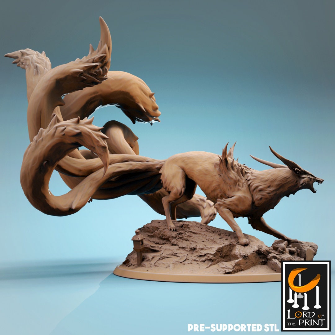Kitsune | RPG Miniature for Dungeons and Dragons|Pathfinder|Tabletop Wargaming | Beast Miniature | Lord of the Print