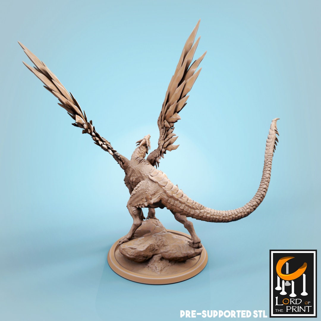 Young Steel Dragon | RPG Miniature for Dungeons and Dragons|Pathfinder|Tabletop Wargaming | Dragon Miniature | Lord of the Print