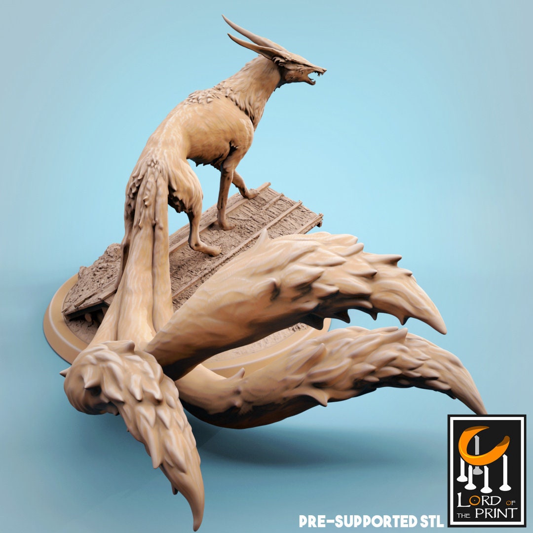 Kitsune | RPG Miniature for Dungeons and Dragons|Pathfinder|Tabletop Wargaming | Beast Miniature | Lord of the Print