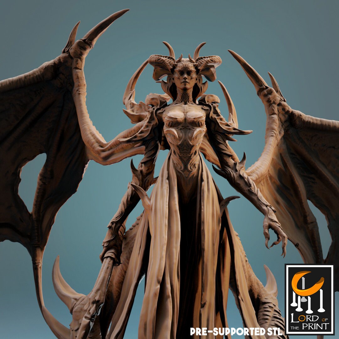 Demon Queen | RPG Miniature for Dungeons and Dragons|Pathfinder|Tabletop | Demon Miniature | Lord of the Print