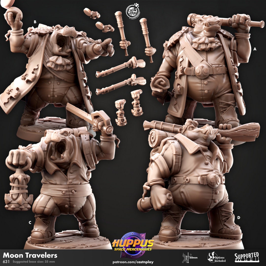 Huppus Space Mercenaries - Part 2 | RPG Miniature for Dungeons and Dragons|Pathfinder|Tabletop Wargaming | Humanoid Miniature | Cast N Play