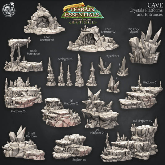 Crystals, Platforms and Entrances | Scatter Terrain for Dungeons and Dragons|Pathfinder|Tabletop Wargaming | Cast N Play
