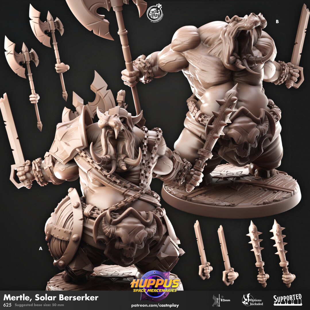 Mertle - Solar Berserker | RPG Miniature for Dungeons and Dragons|Pathfinder|Tabletop Wargaming | Humanoid Miniature | Cast N Play