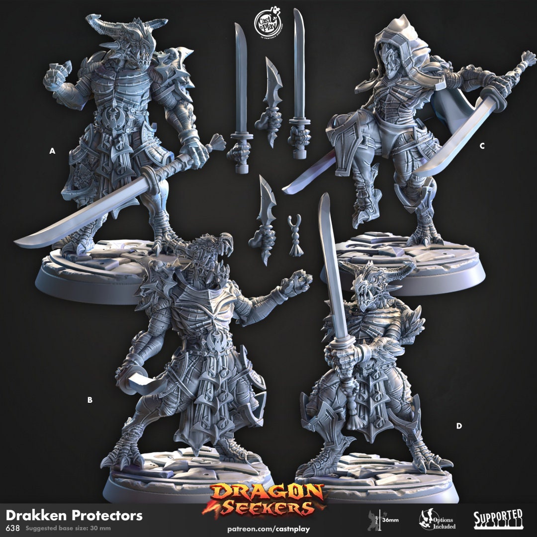 Dragon Seekers - Part 2 | RPG Miniature for Dungeons and Dragons|Pathfinder|Tabletop Wargaming | Dragonborn Miniature | Cast N Play