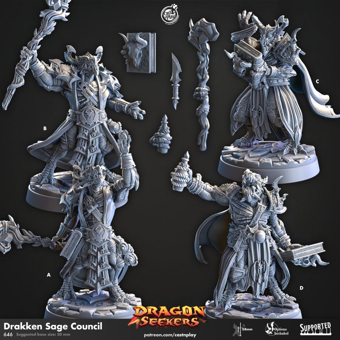 Dragon Seekers - Part 2 | RPG Miniature for Dungeons and Dragons|Pathfinder|Tabletop Wargaming | Dragonborn Miniature | Cast N Play