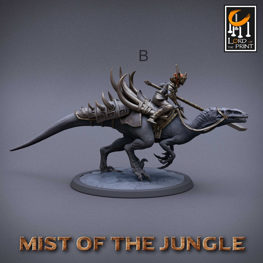 Amazon Raptor Rider | RPG Miniature for Dungeons and Dragons|Pathfinder|Tabletop Wargaming | Dinosaur Miniature | Lord of the Print