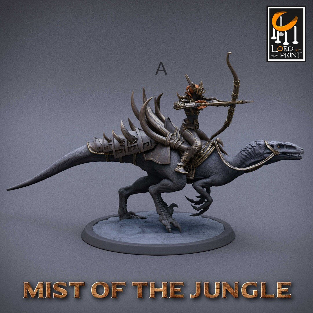 Amazon Raptor Rider | RPG Miniature for Dungeons and Dragons|Pathfinder|Tabletop Wargaming | Dinosaur Miniature | Lord of the Print