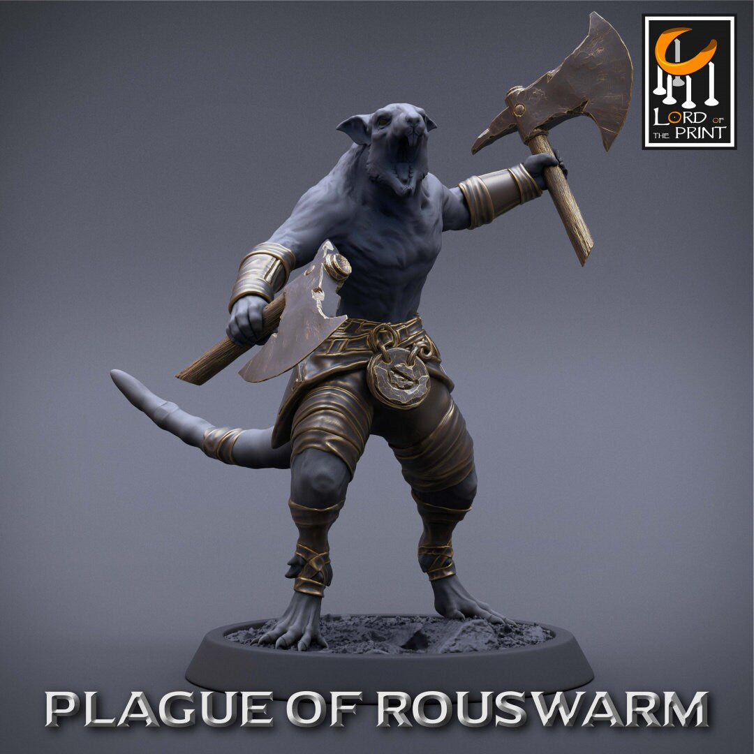Rat Barbarians | RPG Miniature for Dungeons and Dragons|Pathfinder|Tabletop Wargaming | Humanoid Miniature | Lord of the Print