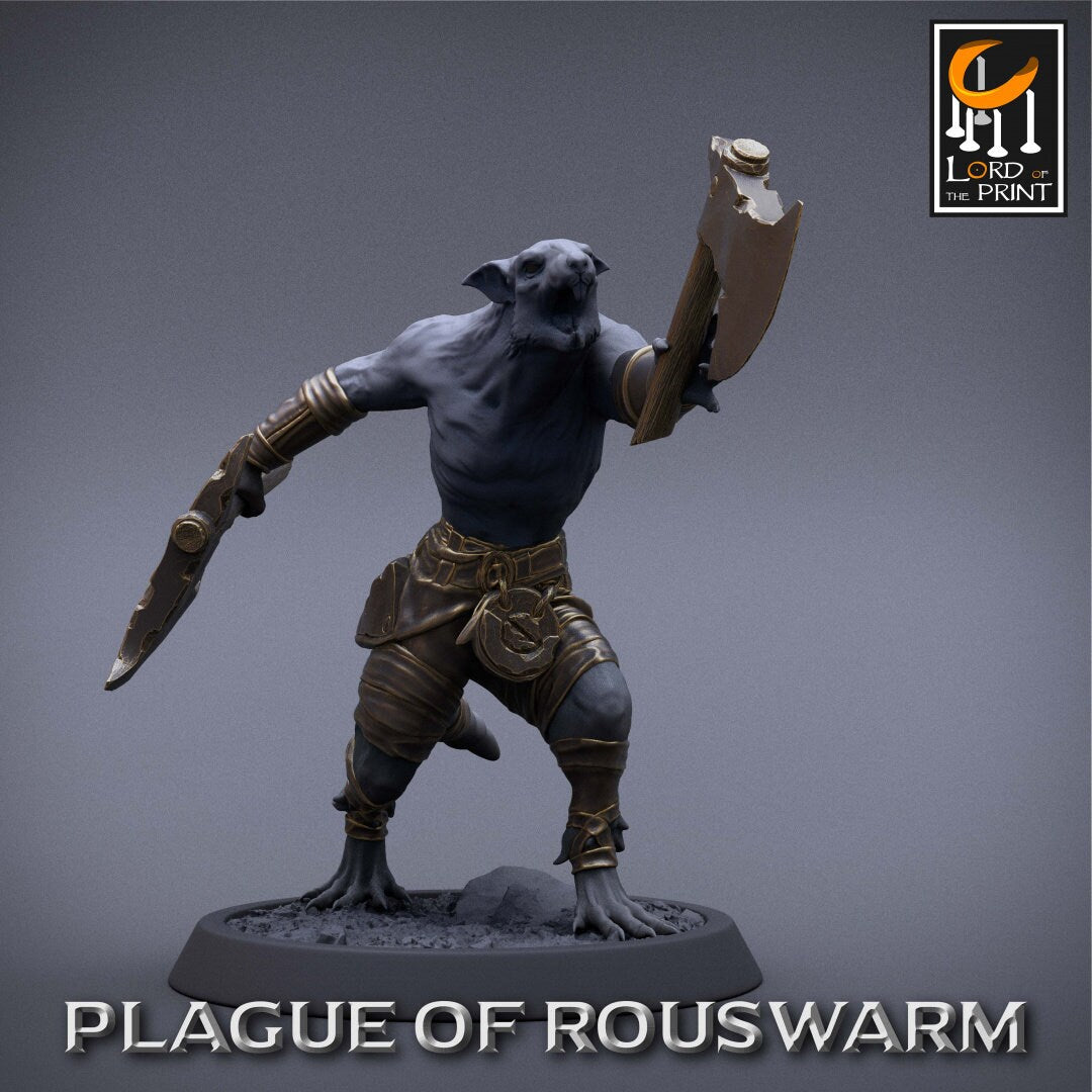 Rat Barbarians | RPG Miniature for Dungeons and Dragons|Pathfinder|Tabletop Wargaming | Humanoid Miniature | Lord of the Print