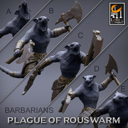 Rat Barbarians | RPG Miniature for Dungeons and Dragons|Pathfinder|Tabletop Wargaming | Humanoid Miniature | Lord of the Print