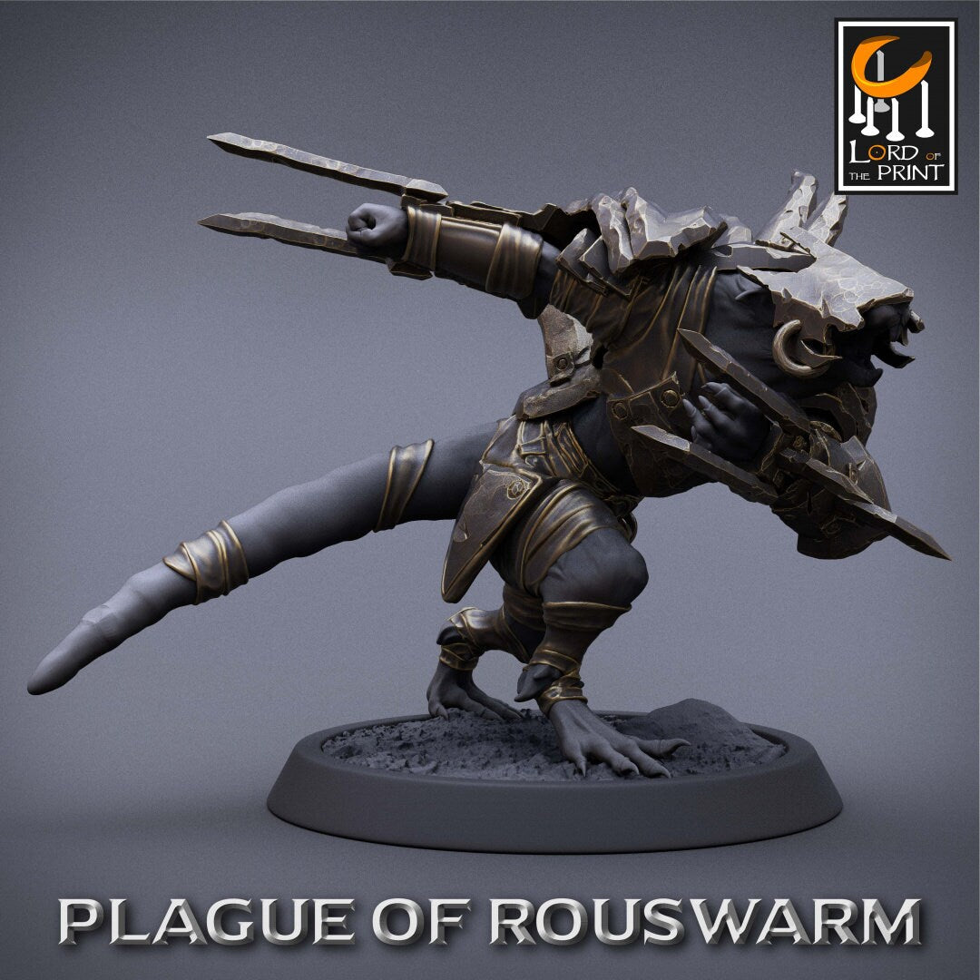 Rat Berserkers | RPG Miniature for Dungeons and Dragons|Pathfinder|Tabletop Wargaming | Humanoid Miniature | Lord of the Print