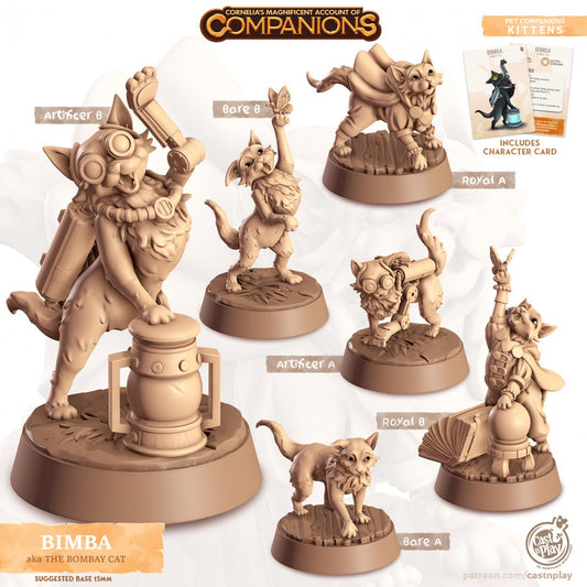 Bombay Cat Companion | RPG Miniature for Dungeons and Dragons|Pathfinder|Tabletop Wargaming | Companion Miniature | Cast N Play