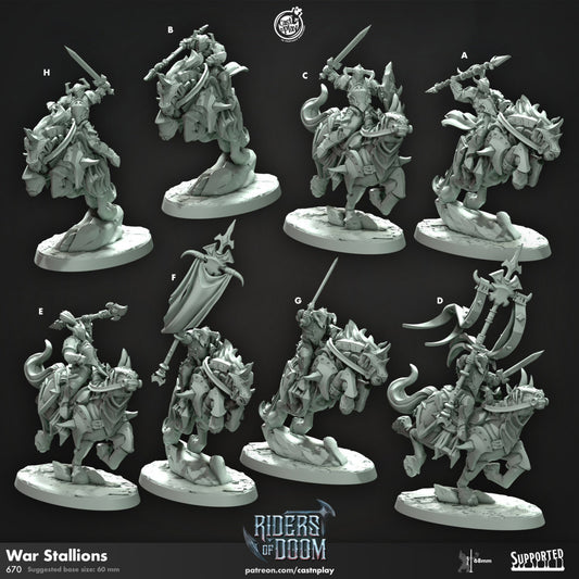 War Stallions | RPG Miniature for Dungeons and Dragons|Pathfinder|Tabletop Wargaming | Humanoid Miniature | Cast N Play