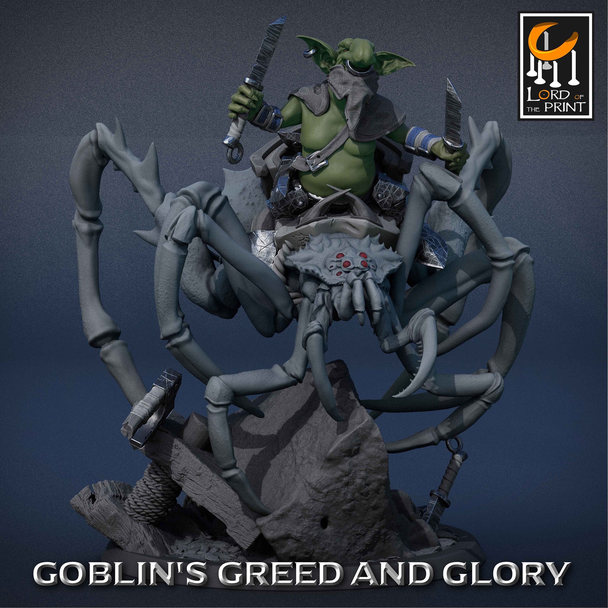 Goblin Spider Riders B | RPG Miniature for Dungeons and Dragons|Pathfinder|Tabletop Wargaming | Goblin Miniature | Lord of the Print
