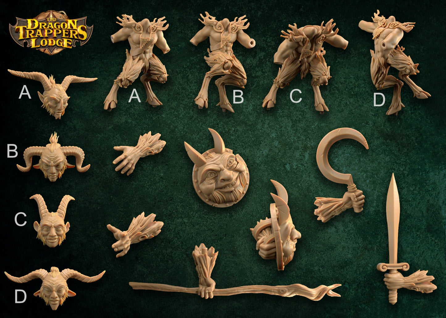 Modular Fauns | RPG Miniature for Dungeons and Dragons|Pathfinder|Tabletop Wargaming | Fey Miniature | Dragon Trappers Lodge