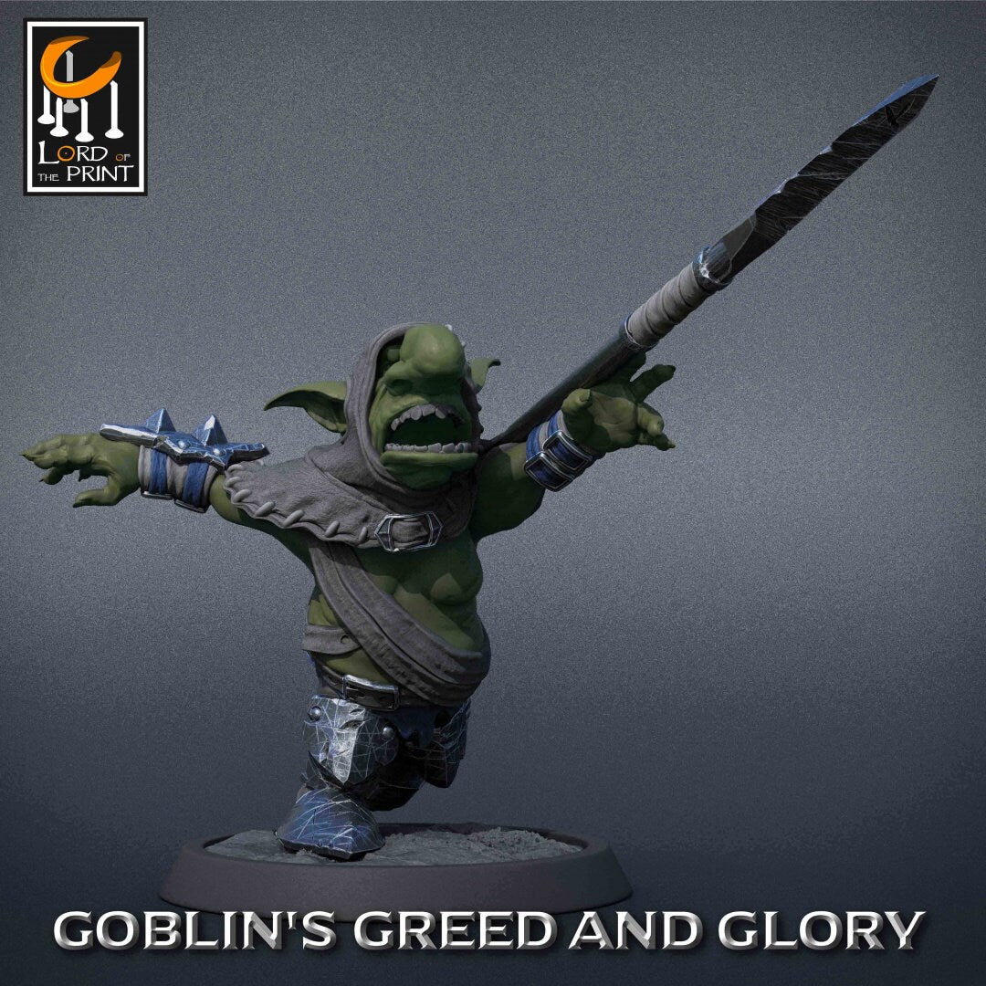 Goblin Lancers | RPG Miniature for Dungeons and Dragons|Pathfinder|Tabletop Wargaming | Goblin Miniature | Lord of the Print