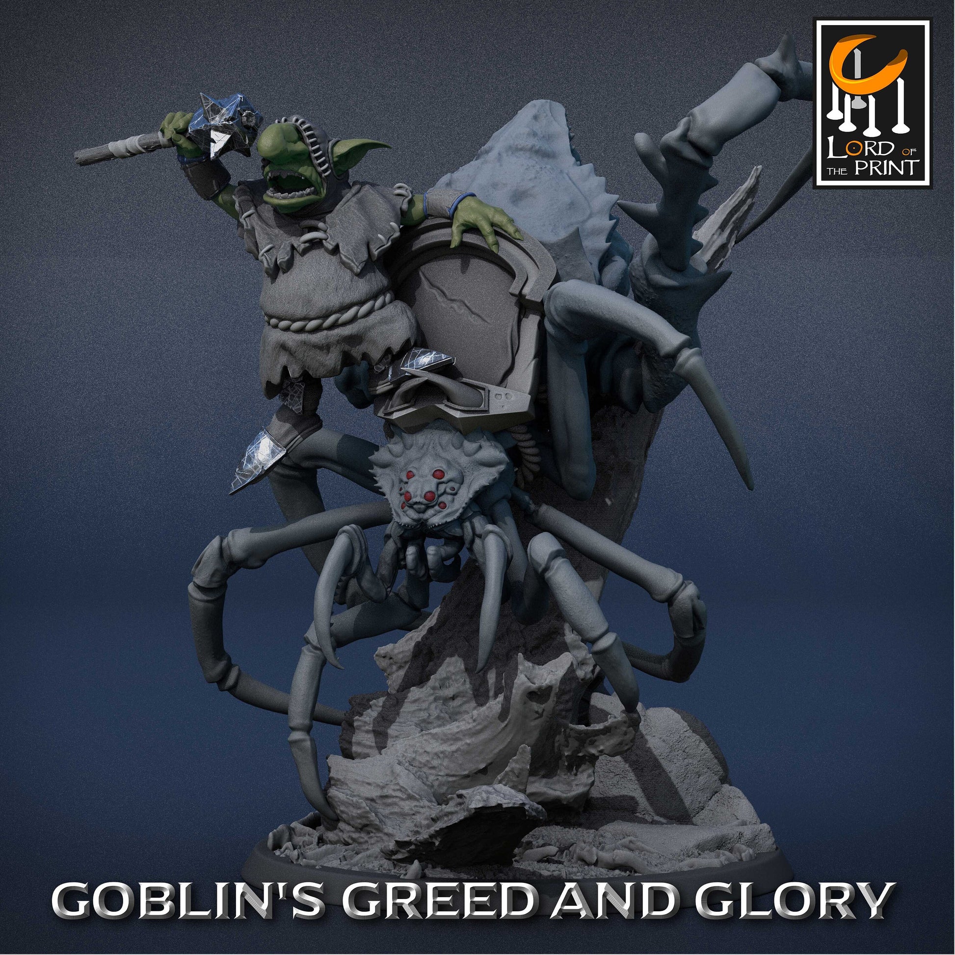 Goblin Spider Riders A | RPG Miniature for Dungeons and Dragons|Pathfinder|Tabletop Wargaming | Goblin Miniature | Lord of the Print