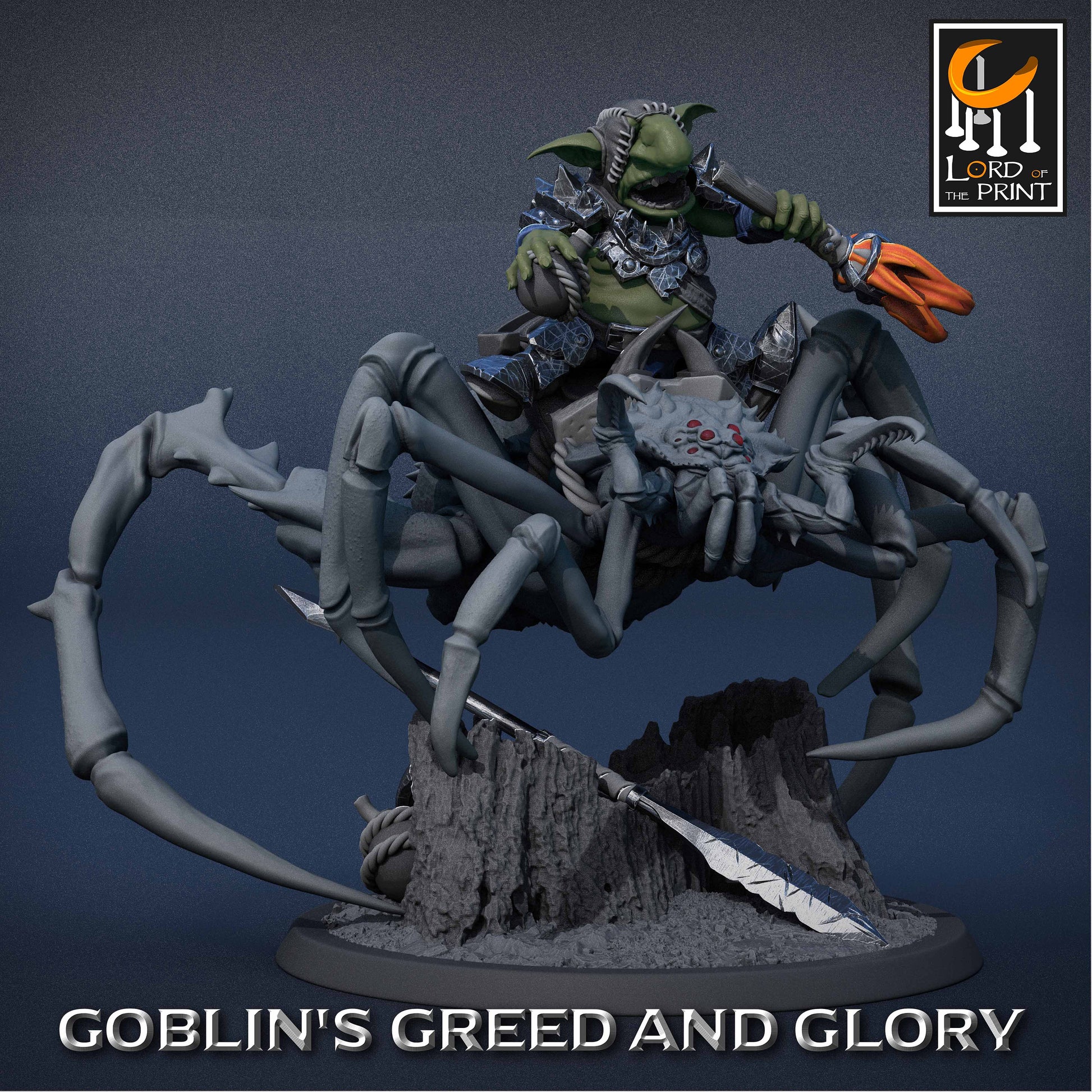 Goblin Spider Riders B | RPG Miniature for Dungeons and Dragons|Pathfinder|Tabletop Wargaming | Goblin Miniature | Lord of the Print