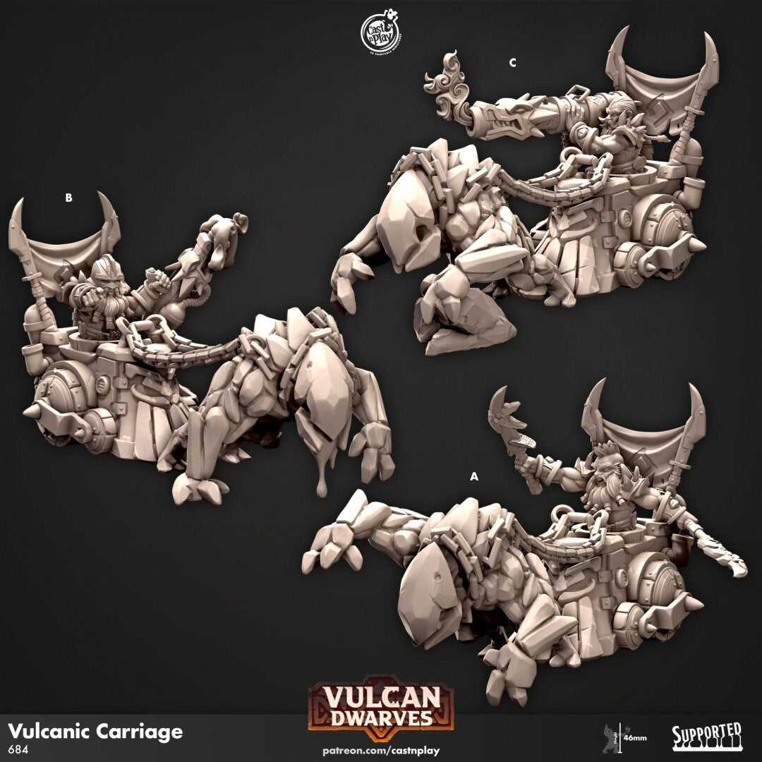 Vulcanic Carriage | RPG Miniature for Dungeons and Dragons|Pathfinder|Tabletop Wargaming | Dwarf Miniature | Cast N Play