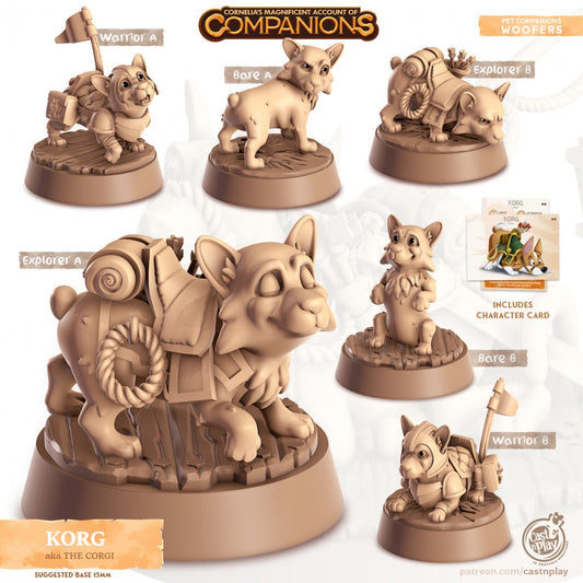 Corgi Dog Companion | RPG Miniature for Dungeons and Dragons|Pathfinder|Tabletop Wargaming | Companion Miniature | Cast N Play