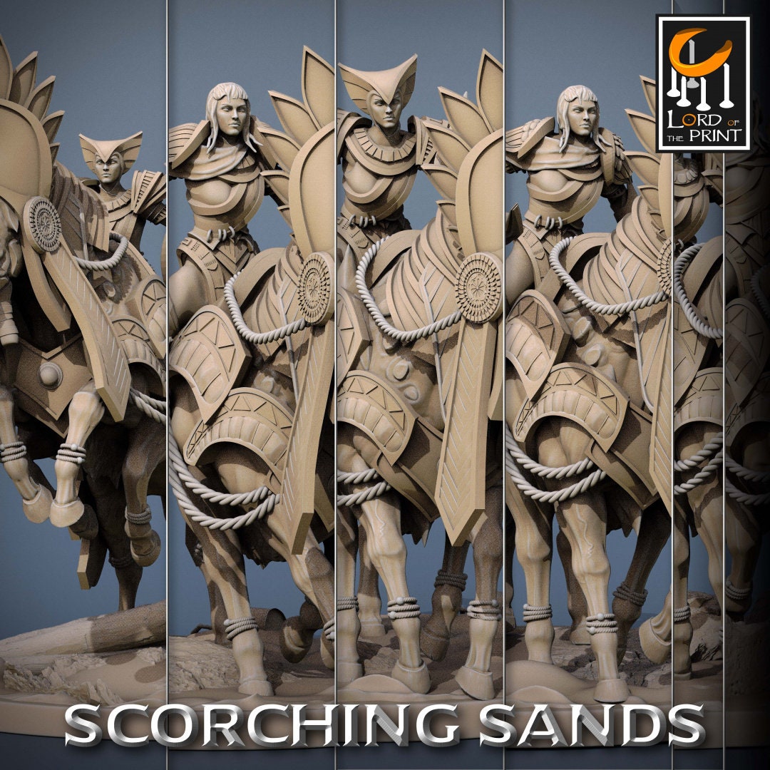 Egyptian Cavaliers | RPG Miniature for Dungeons and Dragons|Pathfinder|Tabletop Wargaming | Human Miniature | Lord of the Print