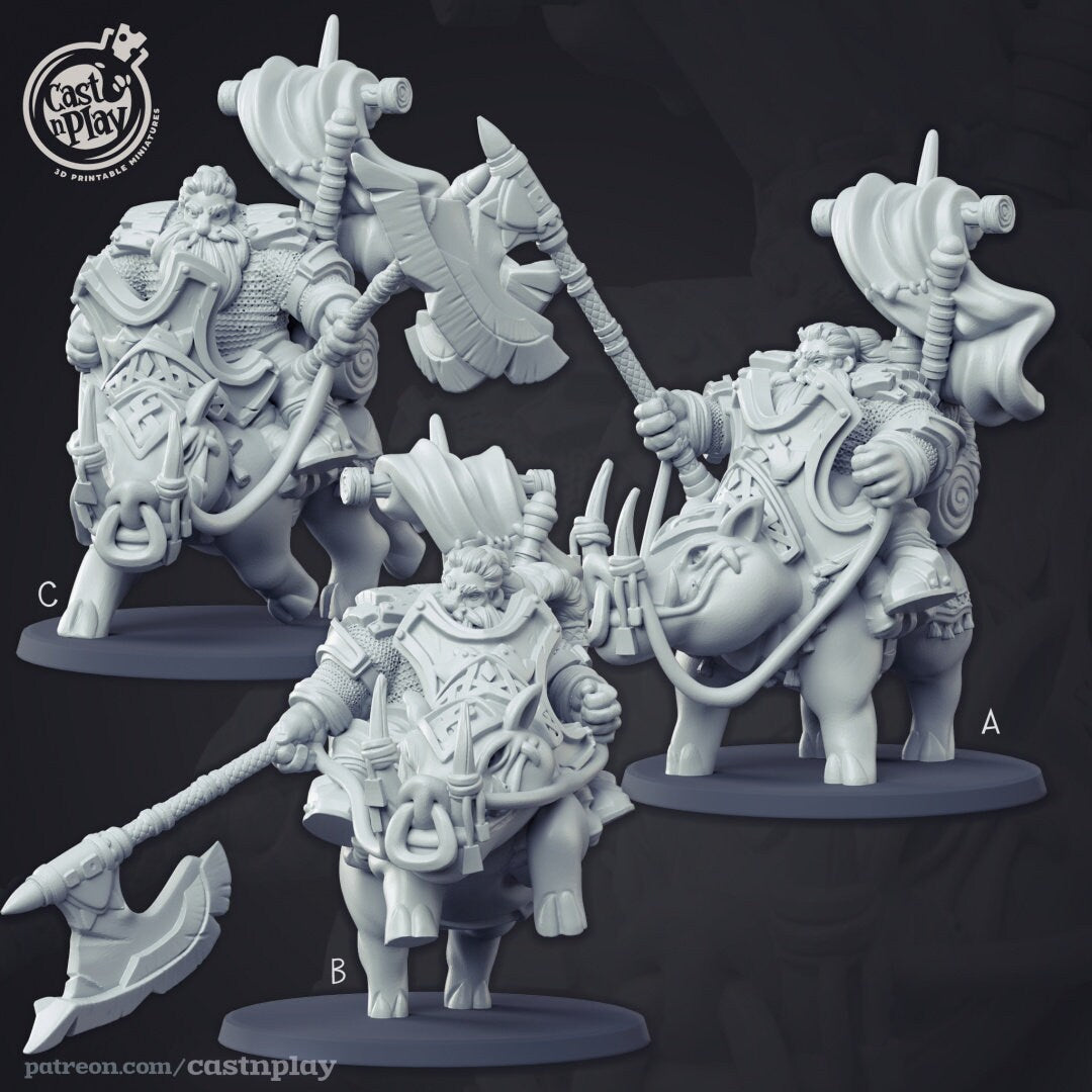 Dwarven Rider | RPG Miniature for Dungeons and Dragons|Pathfinder|Tabletop Wargaming | Dwarf Miniature | Cast N Play
