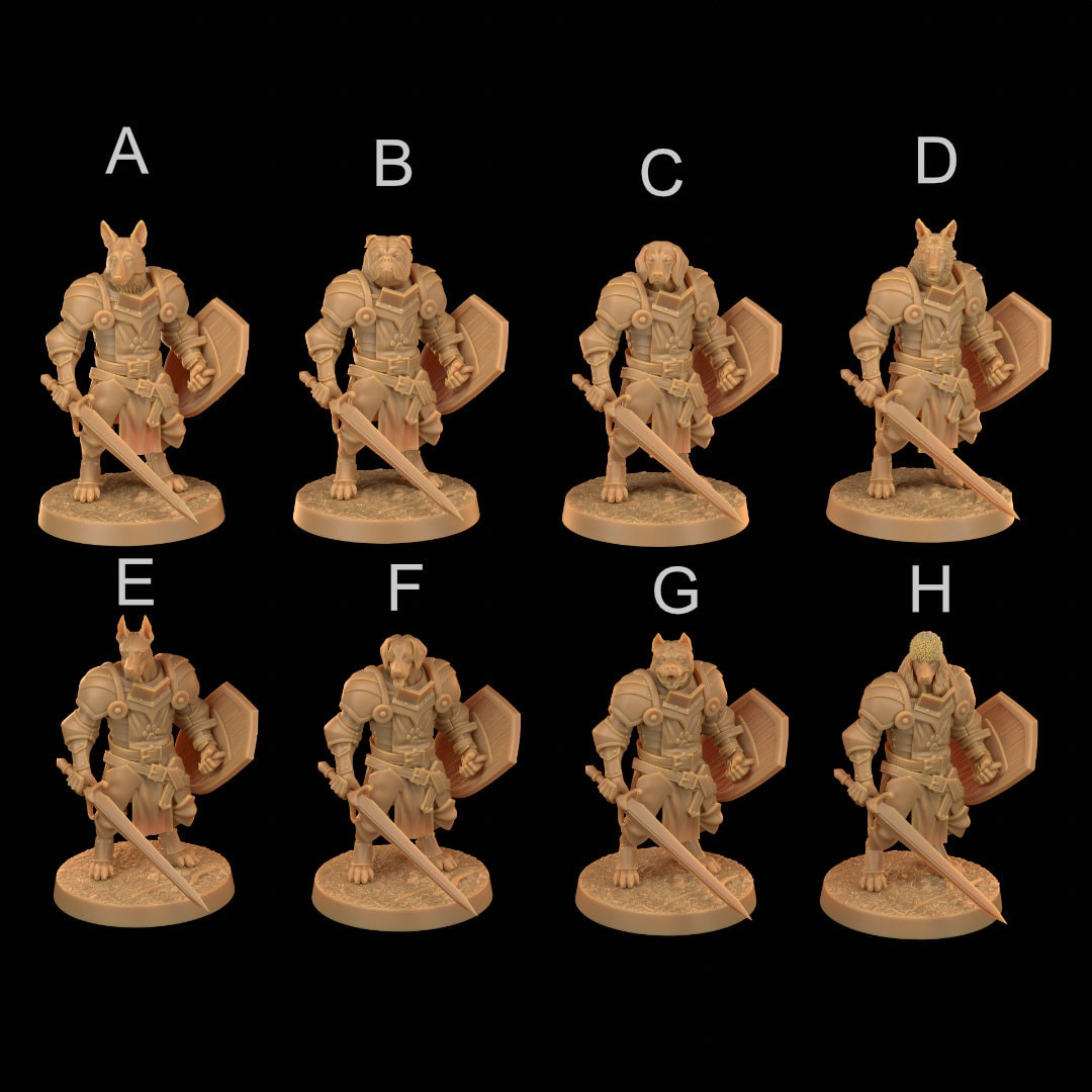 Dog Knight | RPG Miniature for Dungeons and Dragons|Pathfinder|Tabletop Wargaming | Humanoid Miniature | Dragon Trappers Lodge
