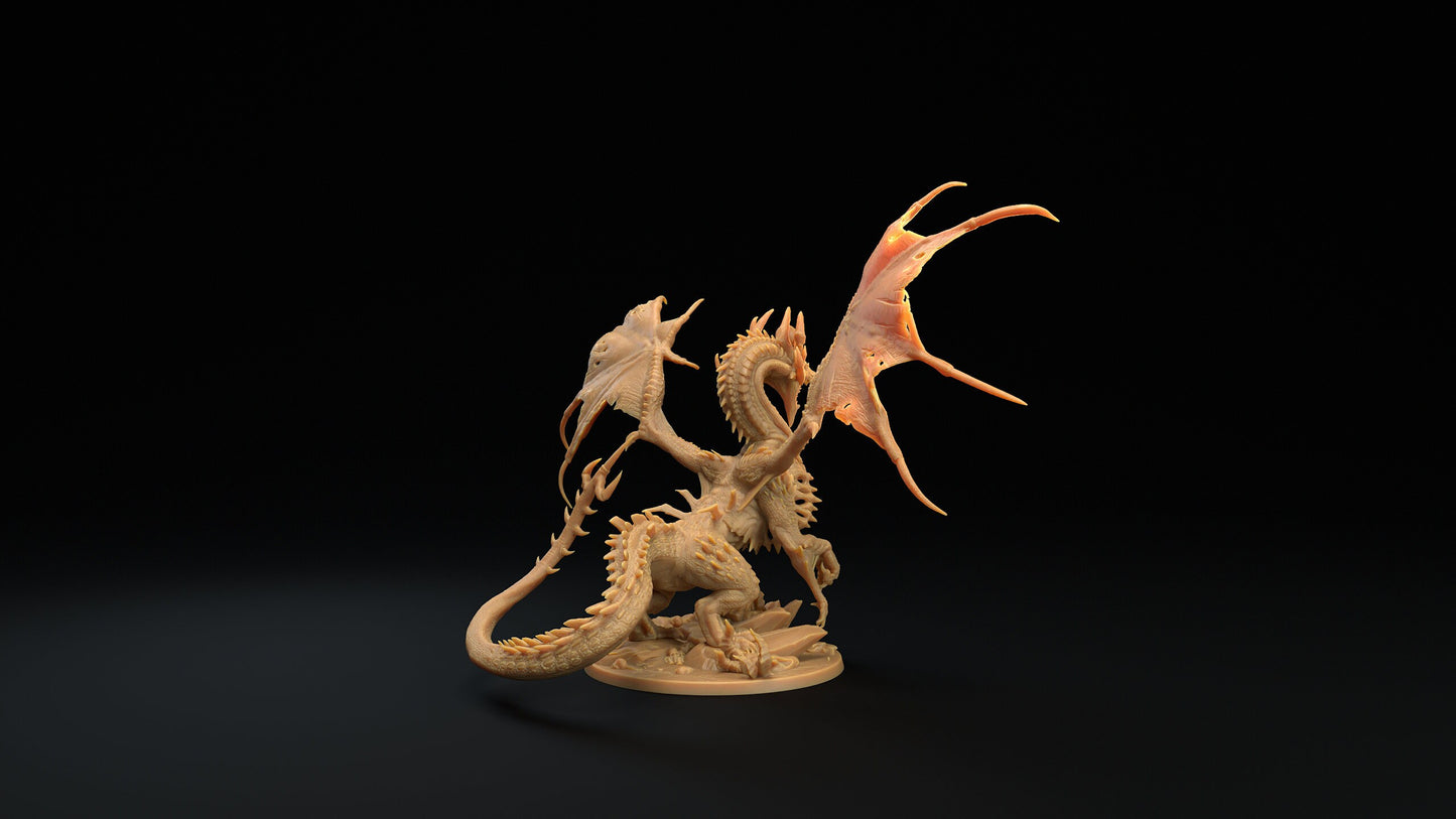 Abyssal Hellkite | RPG Miniature for Dungeons and Dragons|Pathfinder|Tabletop Wargaming | Dragon Miniature | Dragon Trappers Lodge