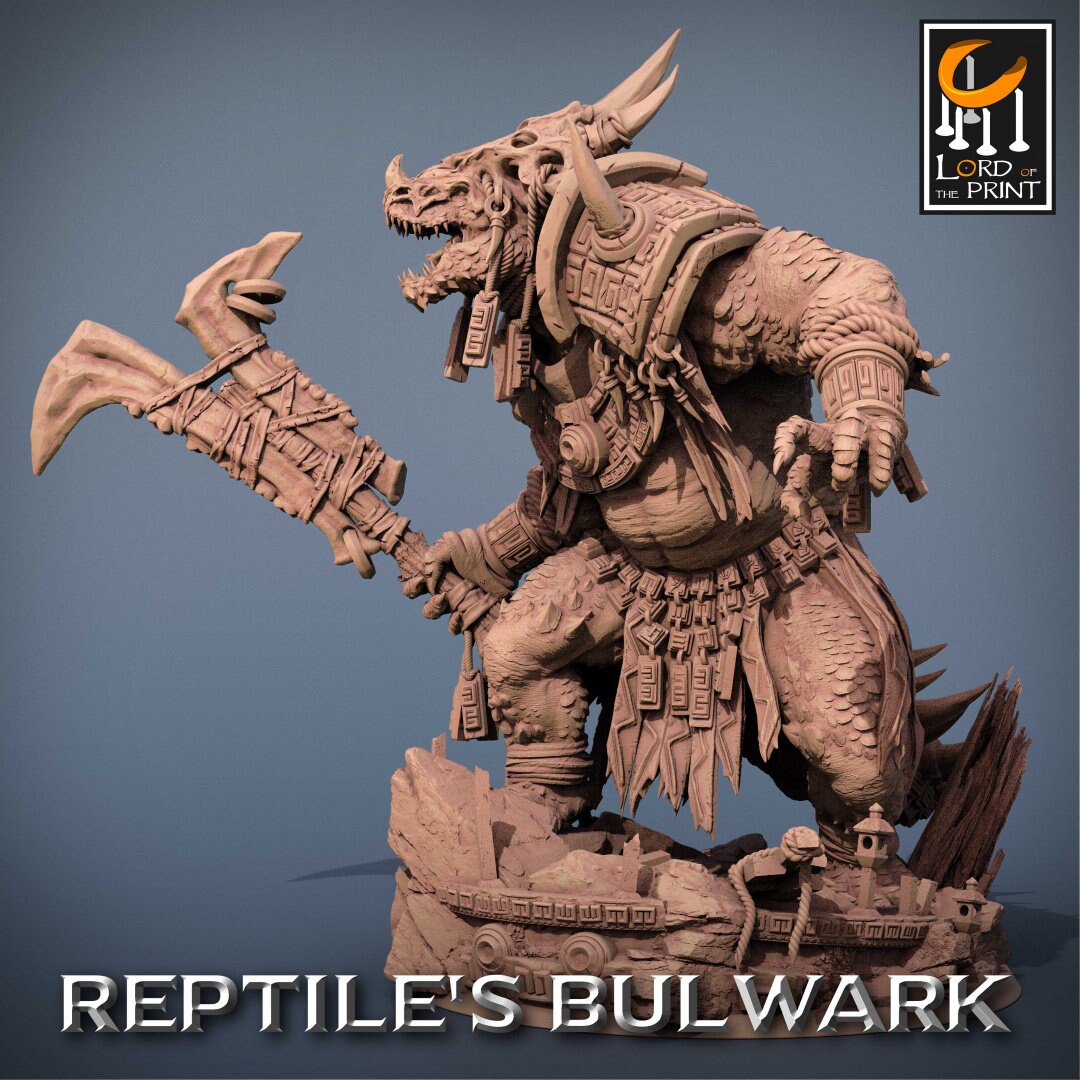 Lizardmen Bodyguard | RPG Miniature for Dungeons and Dragons|Pathfinder|Tabletop Wargaming | Humanoid Miniature | Lord of the Print