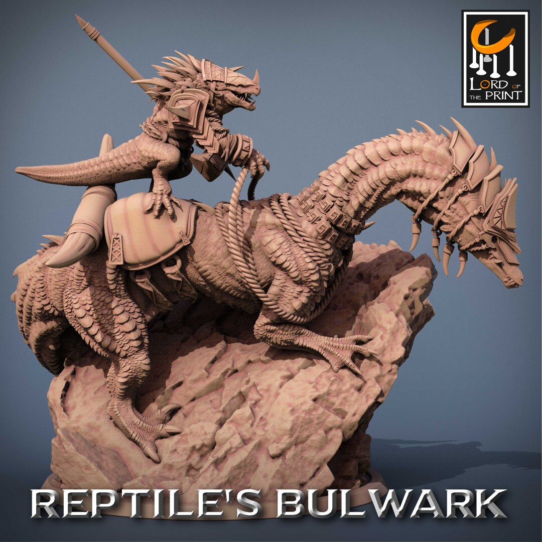 Mounted Lizardmen | RPG Miniature for Dungeons and Dragons|Pathfinder|Tabletop Wargaming | Dinosaur Miniature | Lord of the Print