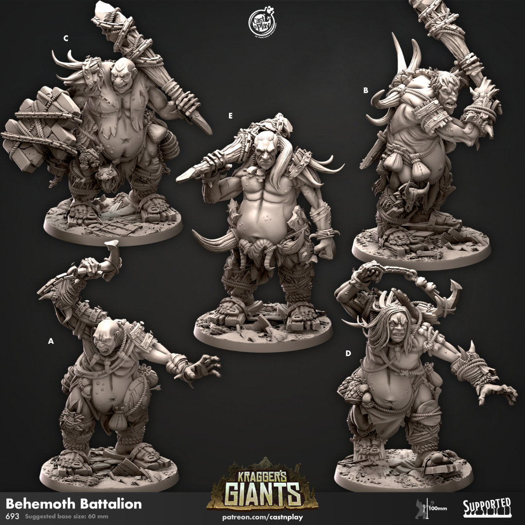 Behemoth Battalion Giants | RPG Miniature for Dungeons and Dragons|Pathfinder|Tabletop Wargaming | Giant Miniature | Cast N Play