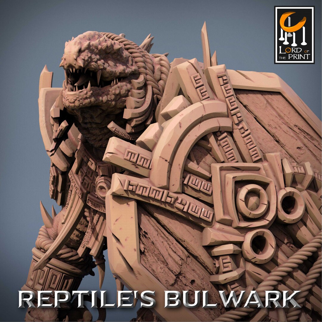 Lizardmen Bodyguard | RPG Miniature for Dungeons and Dragons|Pathfinder|Tabletop Wargaming | Humanoid Miniature | Lord of the Print