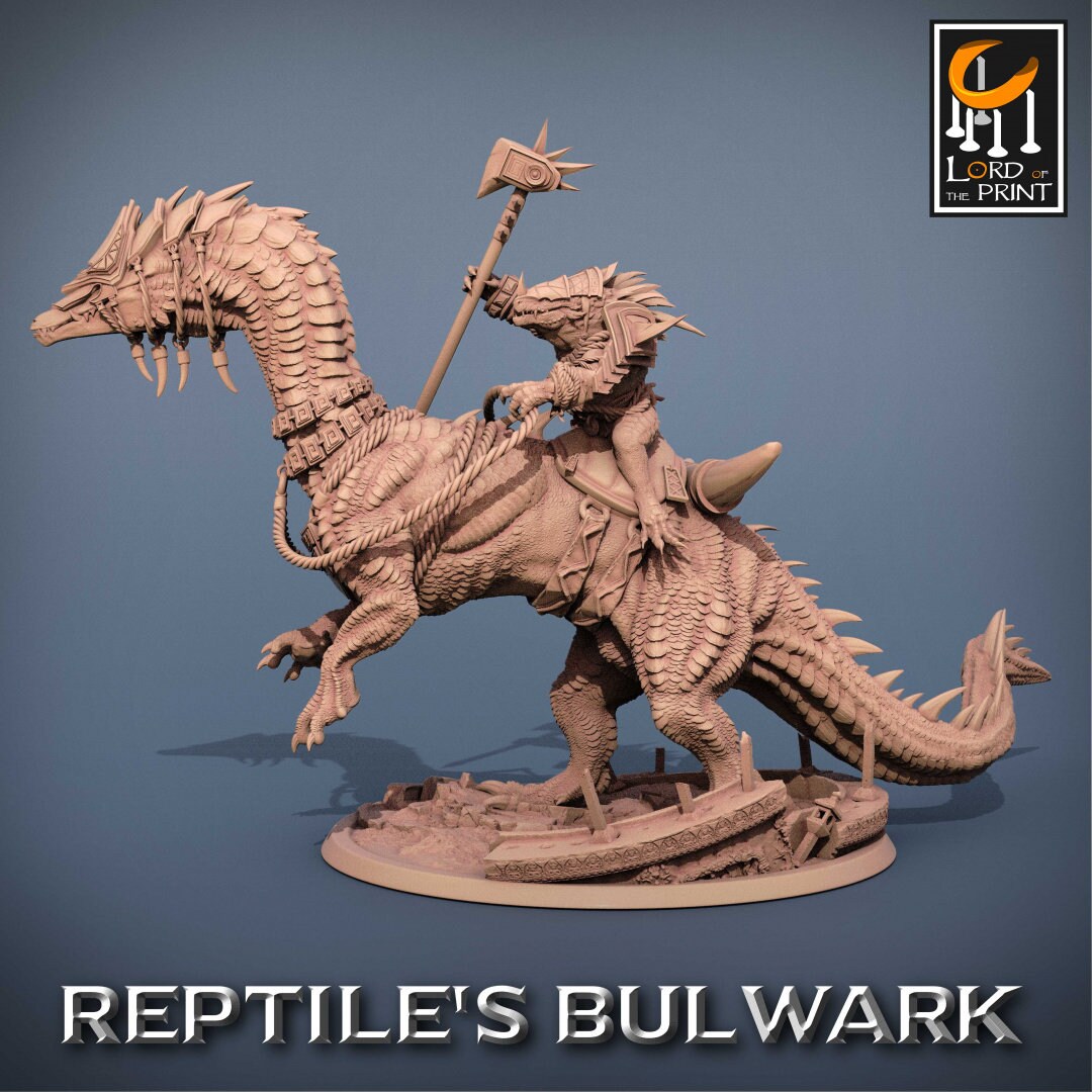 Mounted Lizardmen | RPG Miniature for Dungeons and Dragons|Pathfinder|Tabletop Wargaming | Dinosaur Miniature | Lord of the Print