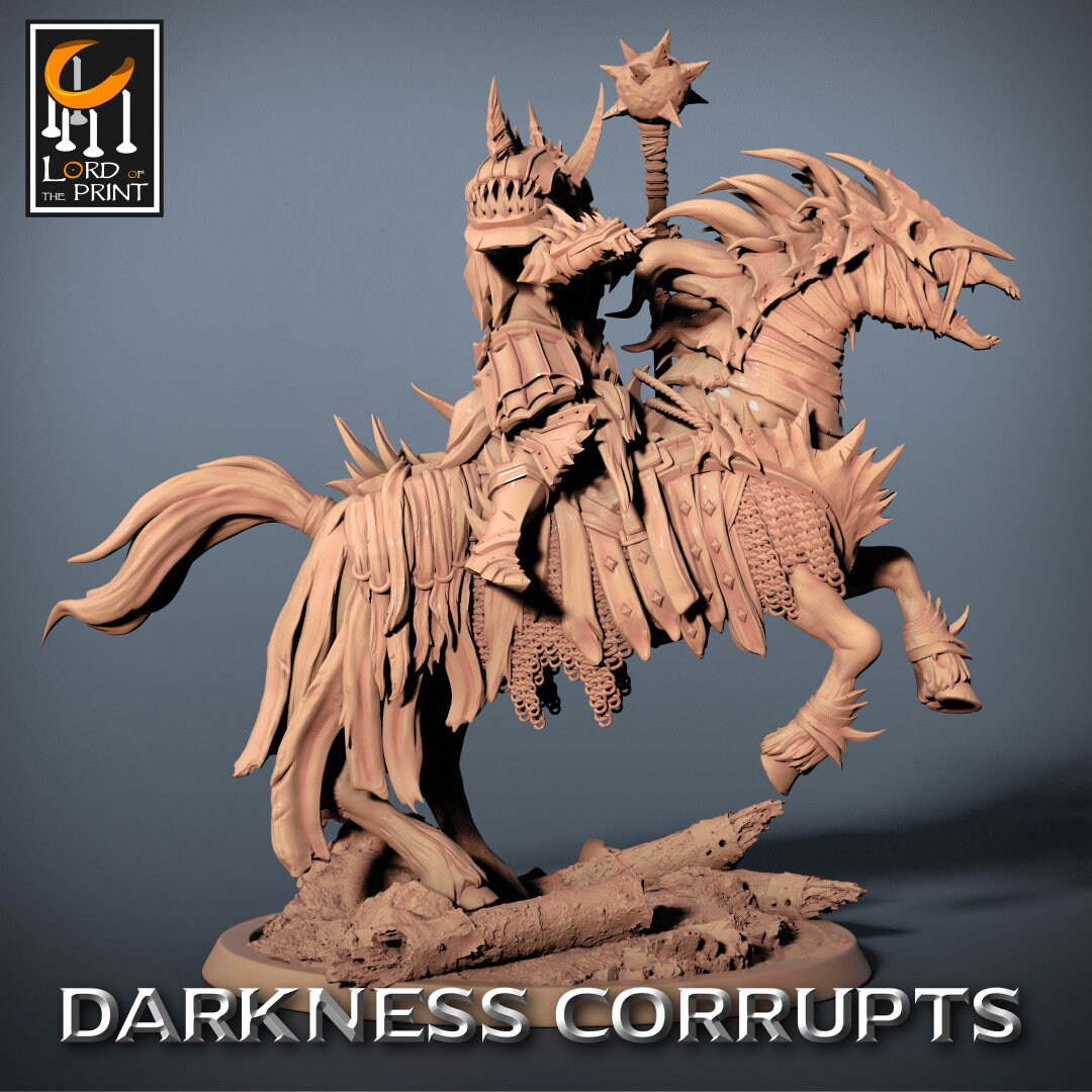 Darknight DeathHorse | RPG Miniature for Dungeons and Dragons|Pathfinder|Tabletop Wargaming | Humanoid Miniature | Lord of the Print