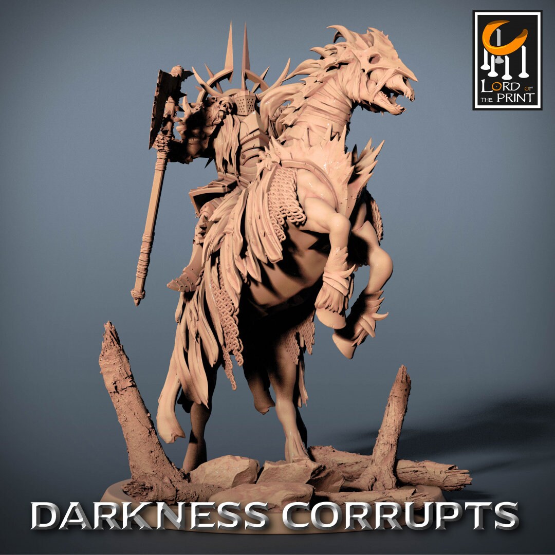Darknight DeathHorse | RPG Miniature for Dungeons and Dragons|Pathfinder|Tabletop Wargaming | Humanoid Miniature | Lord of the Print