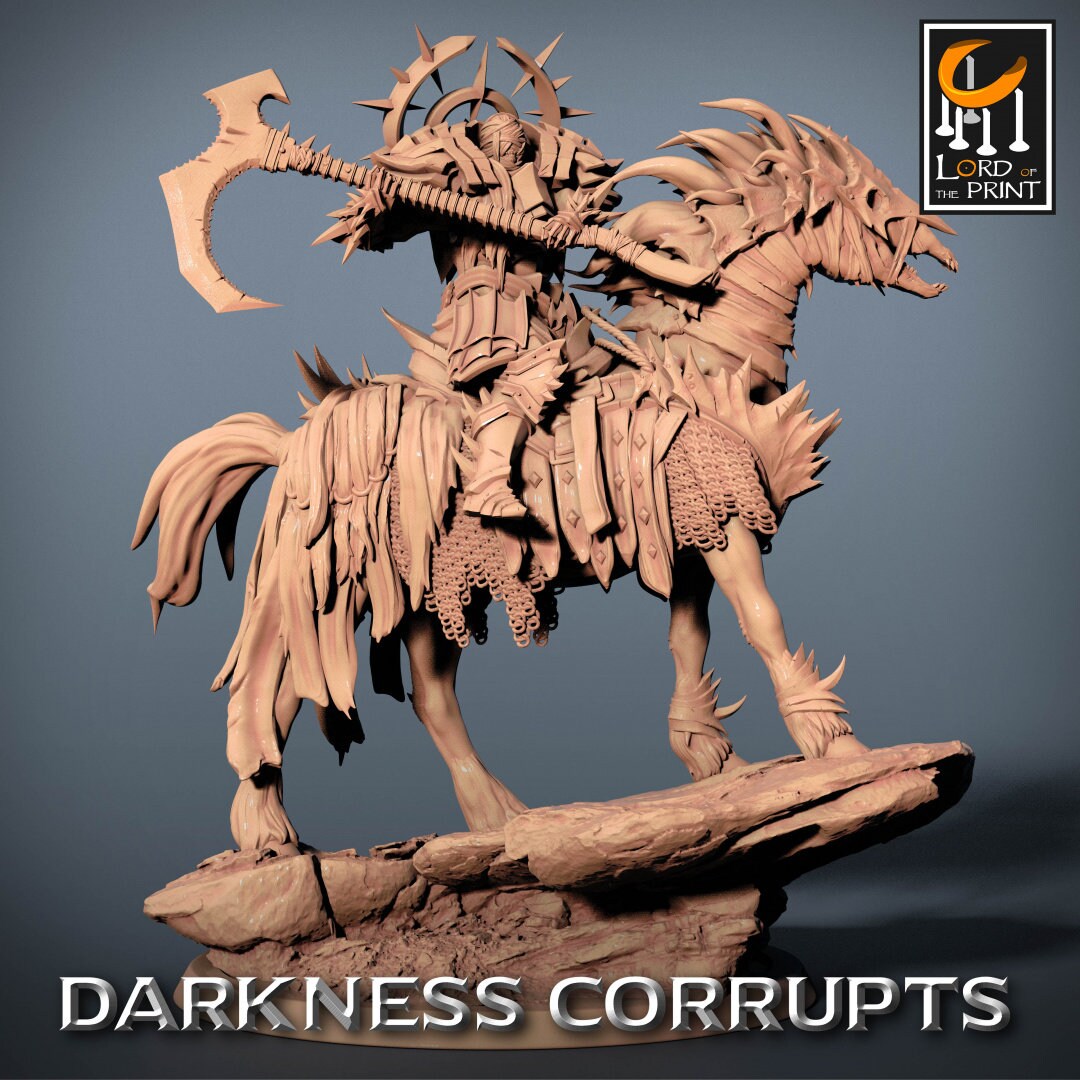 Darknight DeathHorse | RPG Miniature for Dungeons and Dragons|Pathfinder|Tabletop Wargaming | Humanoid Miniature | Lord of the Print