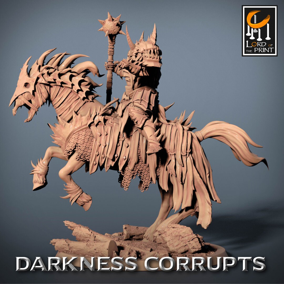 Darknight DeathHorse | RPG Miniature for Dungeons and Dragons|Pathfinder|Tabletop Wargaming | Humanoid Miniature | Lord of the Print