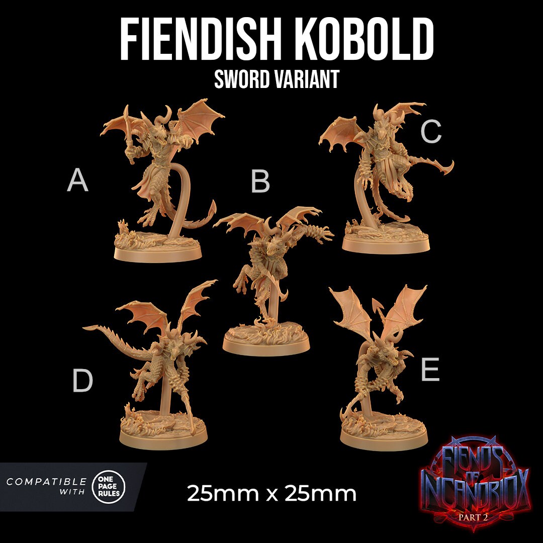 Fiendish Kobolds | RPG Miniature for Dungeons and Dragons|Pathfinder|Tabletop Wargaming | Demon Miniature | Dragon Trappers Lodge