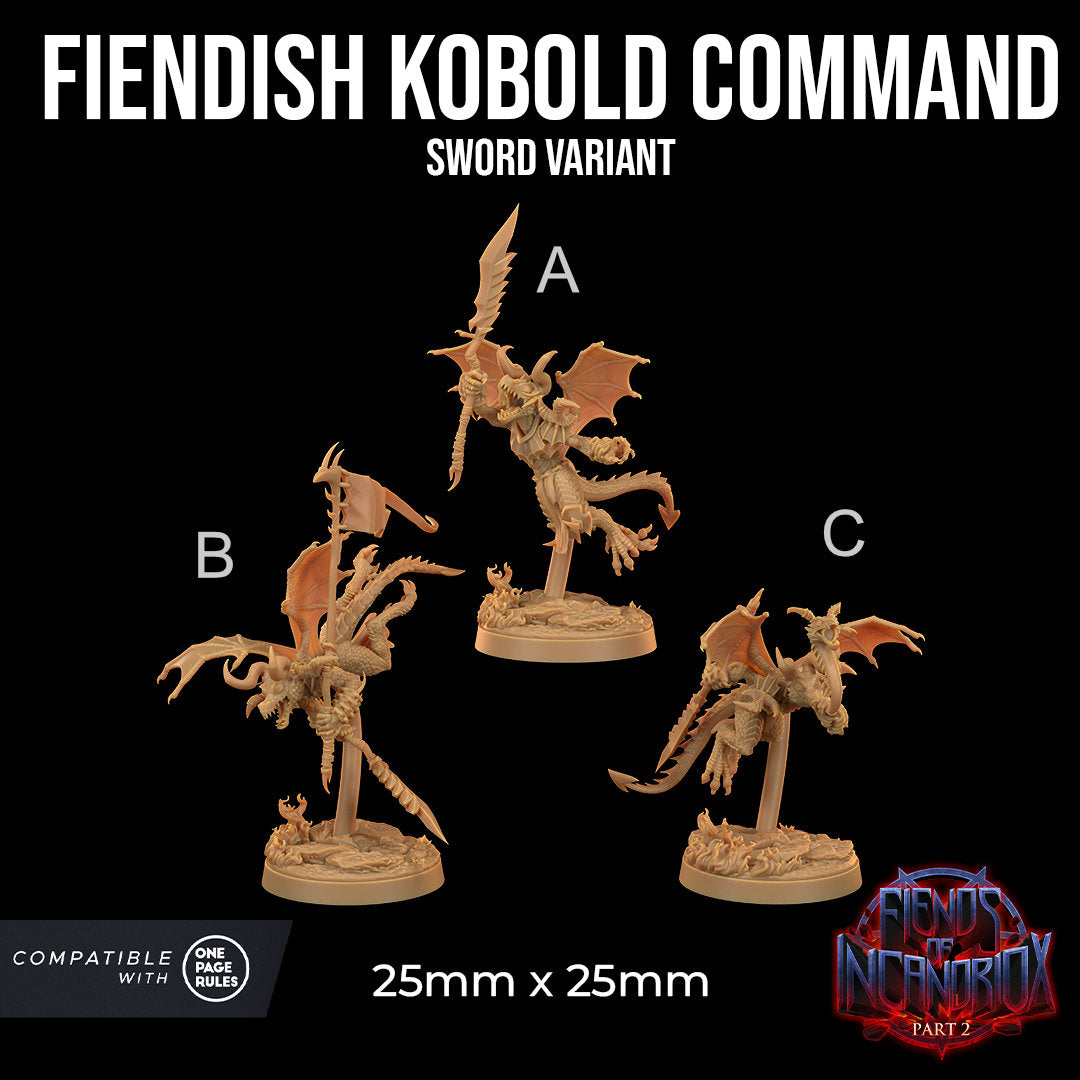 Fiendish Kobold Command | RPG Miniature for Dungeons and Dragons|Pathfinder|Tabletop Wargaming | Demon Miniature | Dragon Trappers Lodge