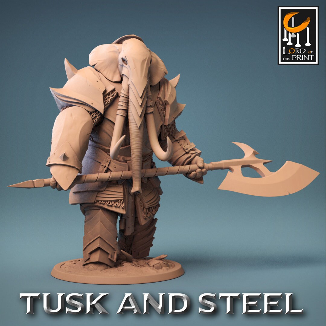 Loxodon Warriors | RPG Miniature for Dungeons and Dragons|Pathfinder|Tabletop Wargaming | Humanoid Miniature | Lord of the Print