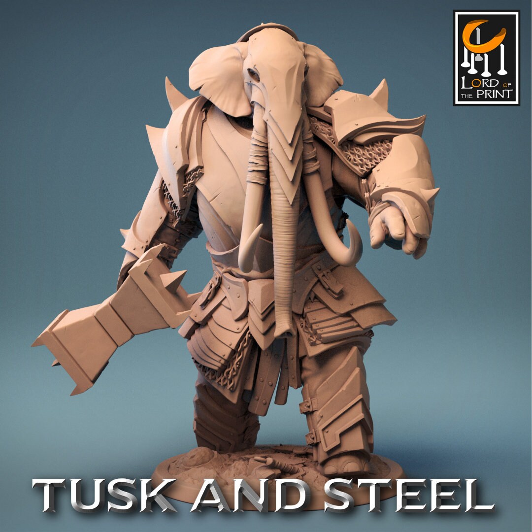 Loxodon Warriors | RPG Miniature for Dungeons and Dragons|Pathfinder|Tabletop Wargaming | Humanoid Miniature | Lord of the Print
