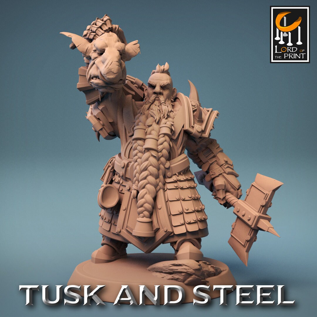 Dwarf Axe Warriors | RPG Miniature for Dungeons and Dragons|Pathfinder|Tabletop Wargaming | Humanoid Miniature | Lord of the Print