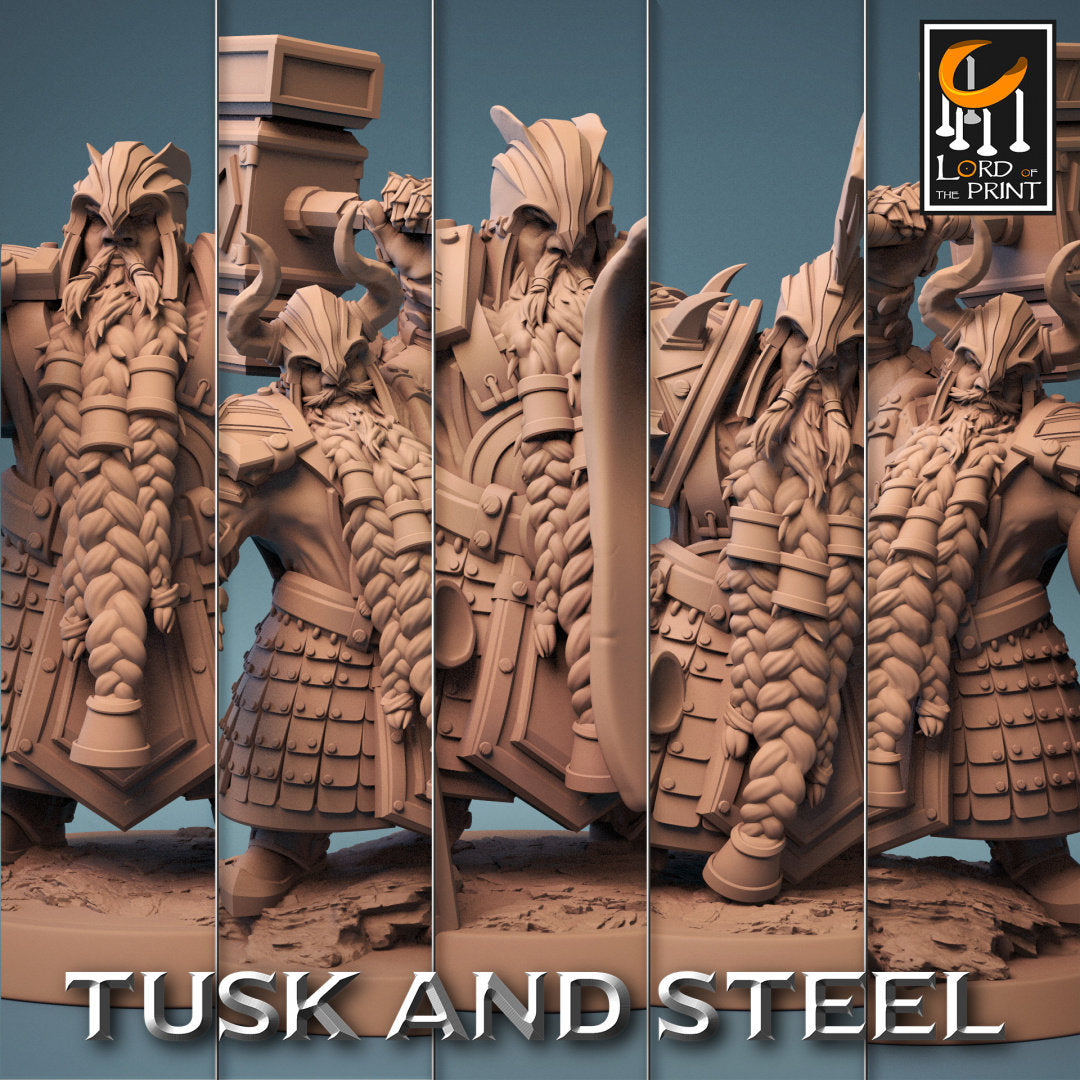 Dwarf Hammer Warriors | RPG Miniature for Dungeons and Dragons|Pathfinder|Tabletop Wargaming | Humanoid Miniature | Lord of the Print
